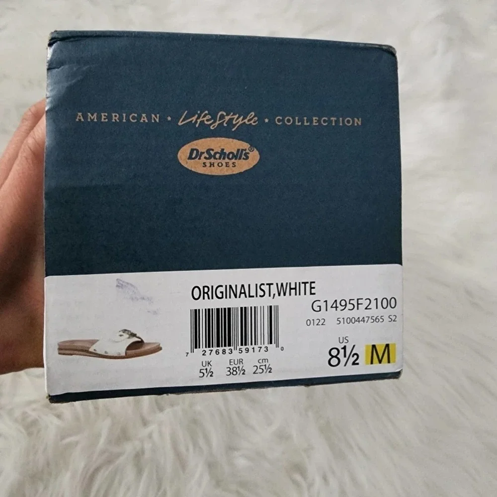 Dr. Scholl's White Buckle Slide Sandals